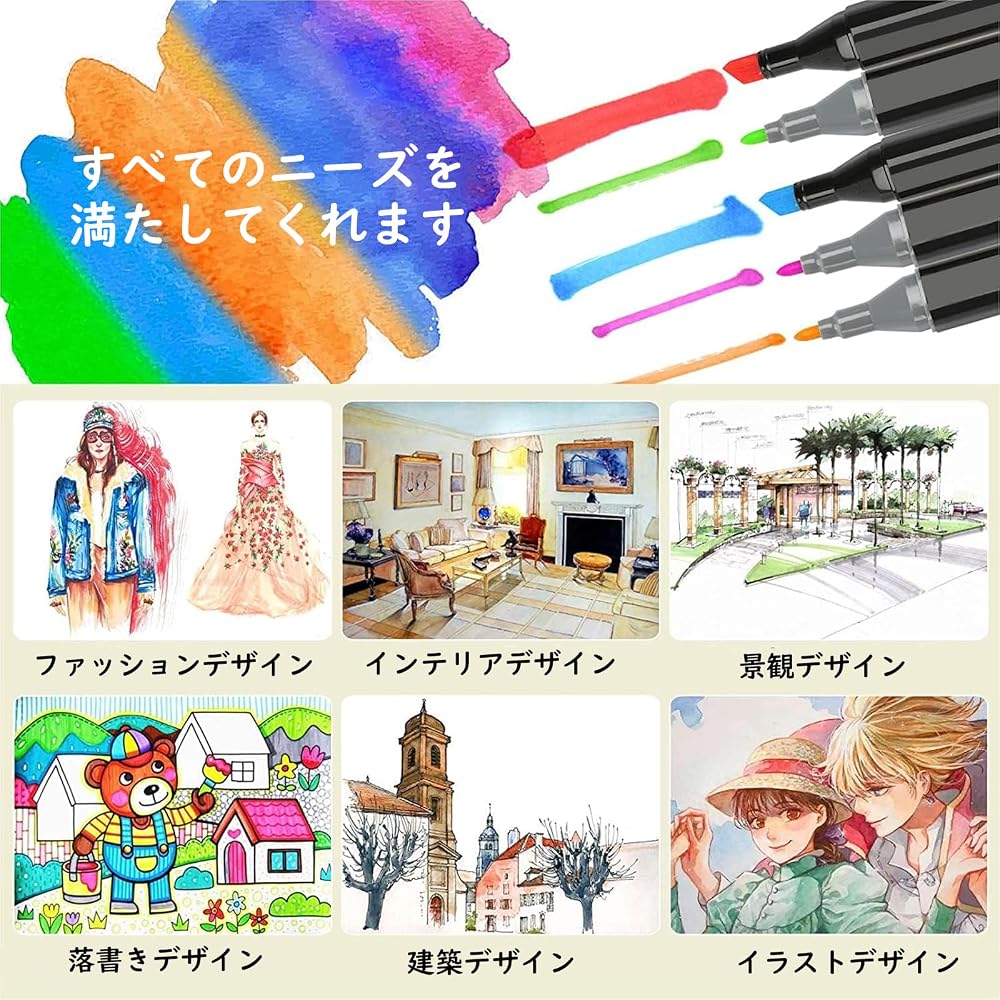 Illustration Marker, 80 Color Marker Pen Set, Watercolor Pen, Thick, Thin, Waterproof, Quick-dryi...