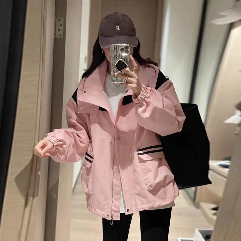 European Station 2025 Women's Retro Windproof Waterproof Softshell Jacket - New Color Block Spring/Autumn Coat