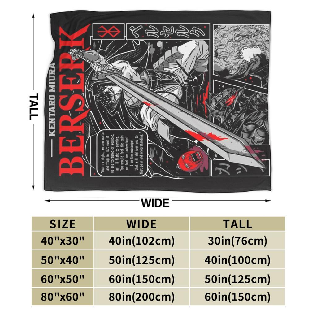 Anime Berserk Soft Blankets  Child Plush Throw Blanket Funny Couch Bed Flannel Bedspread Sofa Bed Cover