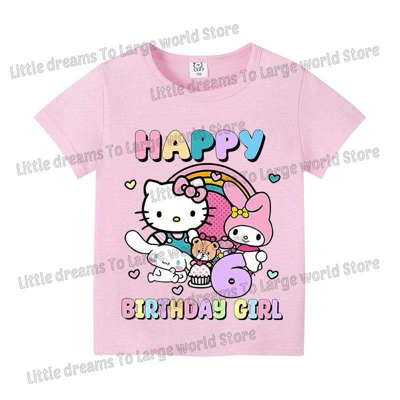 Baby Girls Birthday Number 19 Tshirt Cartoon Print Short Sleeve Tee Childrens Clothing Party Supplies Cotton Tee