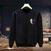 Guochao Men's Street Style Hoodie - 2024 Spring/Autumn Loose Round Neck Plus Velvet Casual Wear
