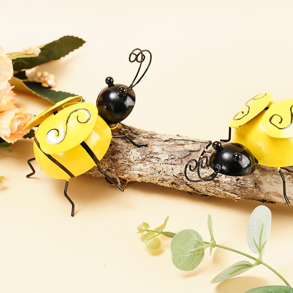 4PCS/SET Decorative Metal Art Bumble Bee Backyard Garden Wall Ornament Accent S8H1