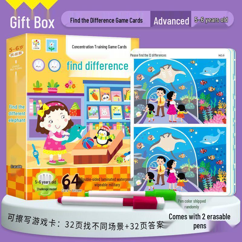 Spot the Difference Logic Maze Cards for Ages 3-6: Educational Game for Kids