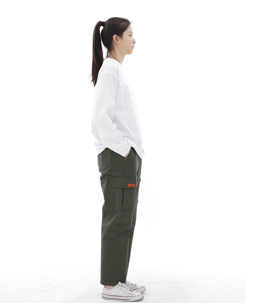 Seinteukeulu Twill Cotton Semi-Wide Cargo Pants Cs-301C Khaki