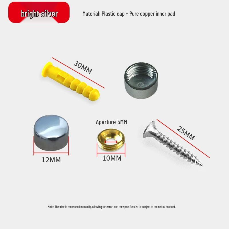 Decorative Glass Mirror Nail Caps: Thickened Flat Screws for Bathroom Signs