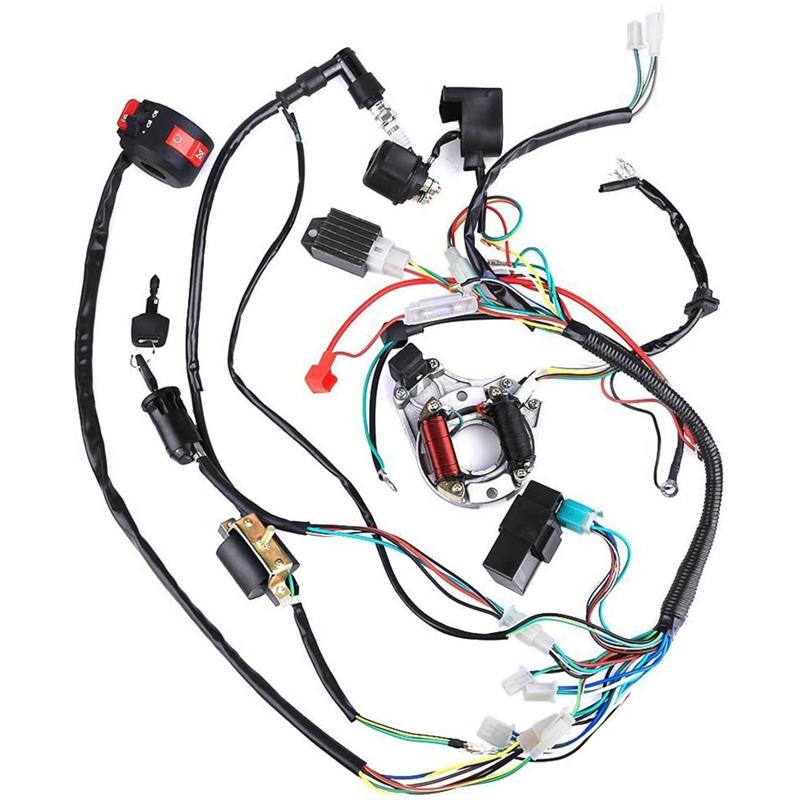 70 90 110CC Full Vehicle Wiring Harness Starting Harness Line Start Ignition Kit ATV Accessories