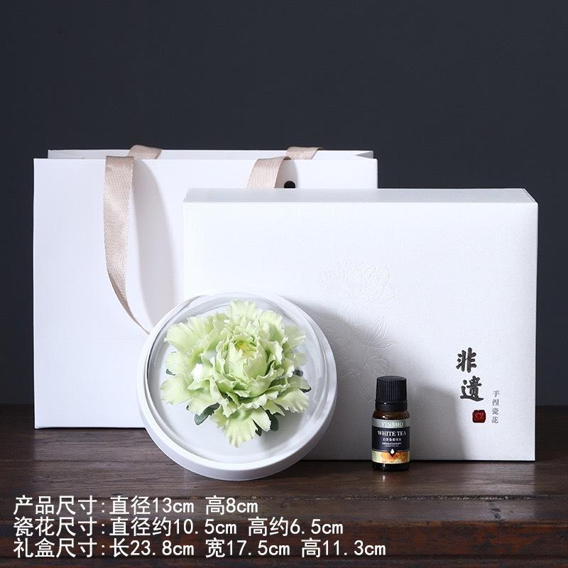 Hand-Made Porcelain Peony Diffuser Incense Burner Luxury Floral Essential-Oil Stone Re-Usable Home Fragrance & Gift Décor