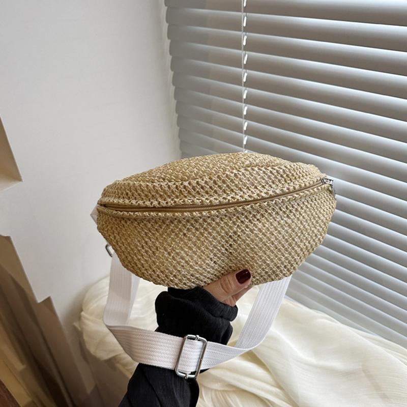 

Yogodlns Женская стильная ажурная тканая нагрудная сумка, дышащая, через плечо, универсальная поясная сумка для телефона для пляжа, спорта и повседневных выходов 29.5x1x13.5cm белый