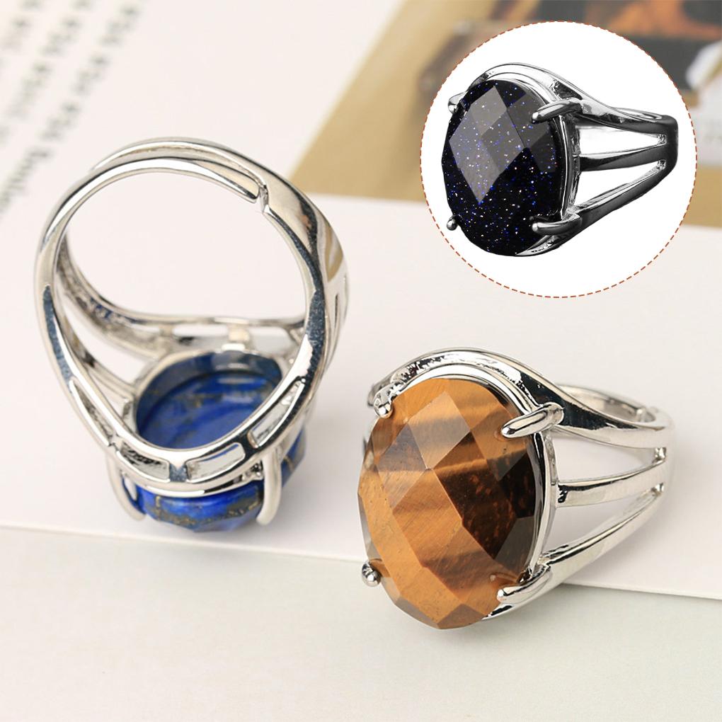 Elegant And Durable Natural Stone Ring For Women Blue Tarnish-resistant Finger