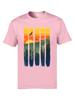 Mountain Sunset Print T-shirt Summer Fashion Casual Men's and Women's T-shirt Pure Cotton Casual O Collar Loose Short Sleeve