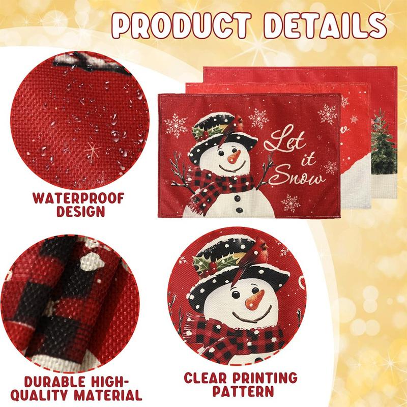 1/4pcs Snowman Christmas Placemats Linen Tableware Mat Christmas Decorations For Home Kitchen 2026 Xmas Navidad Noel Table Decor
