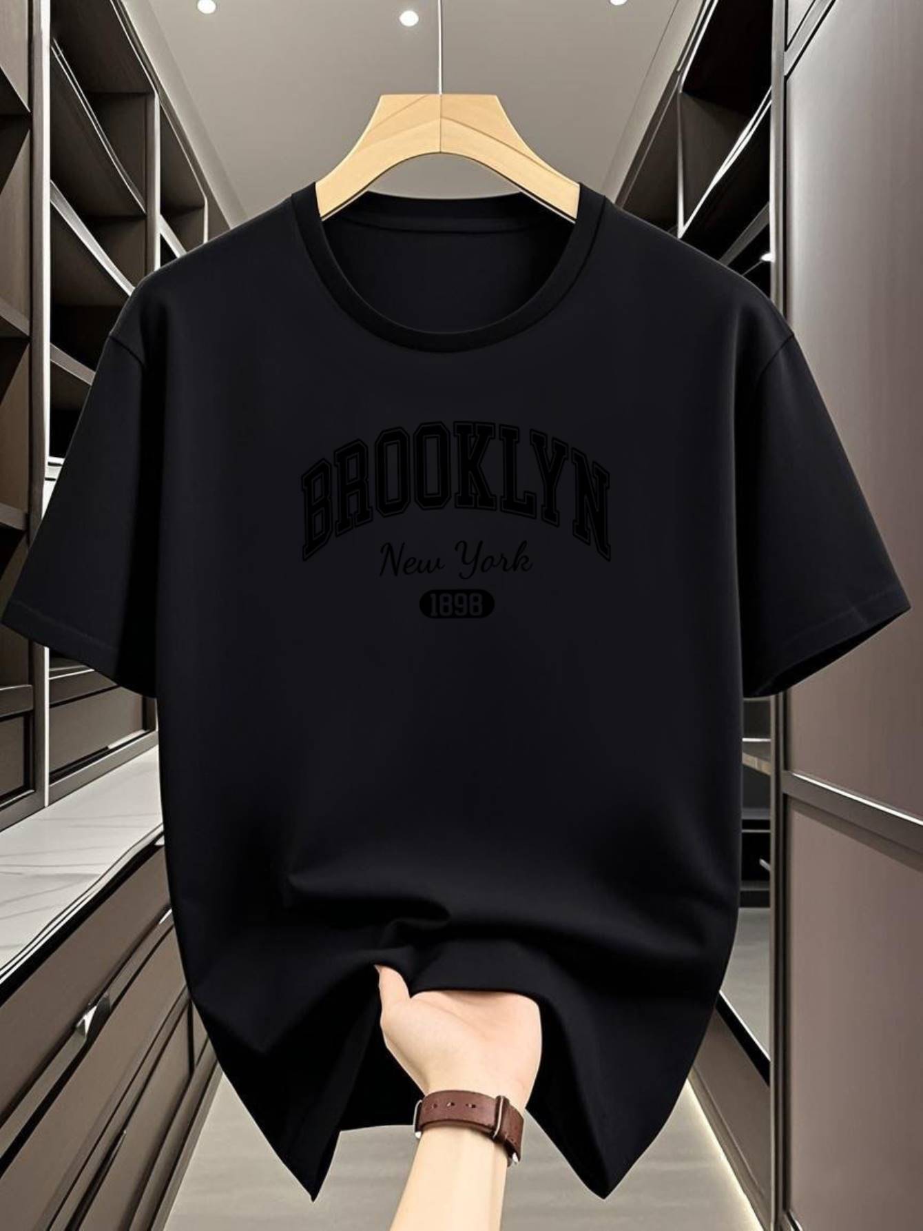 

Men S Brooklyn New York 1898 Graphic T-Shirt - Casual Crew Neck, Comfortable Breathable Fabric, Loose Fit, Perfect for Summer S