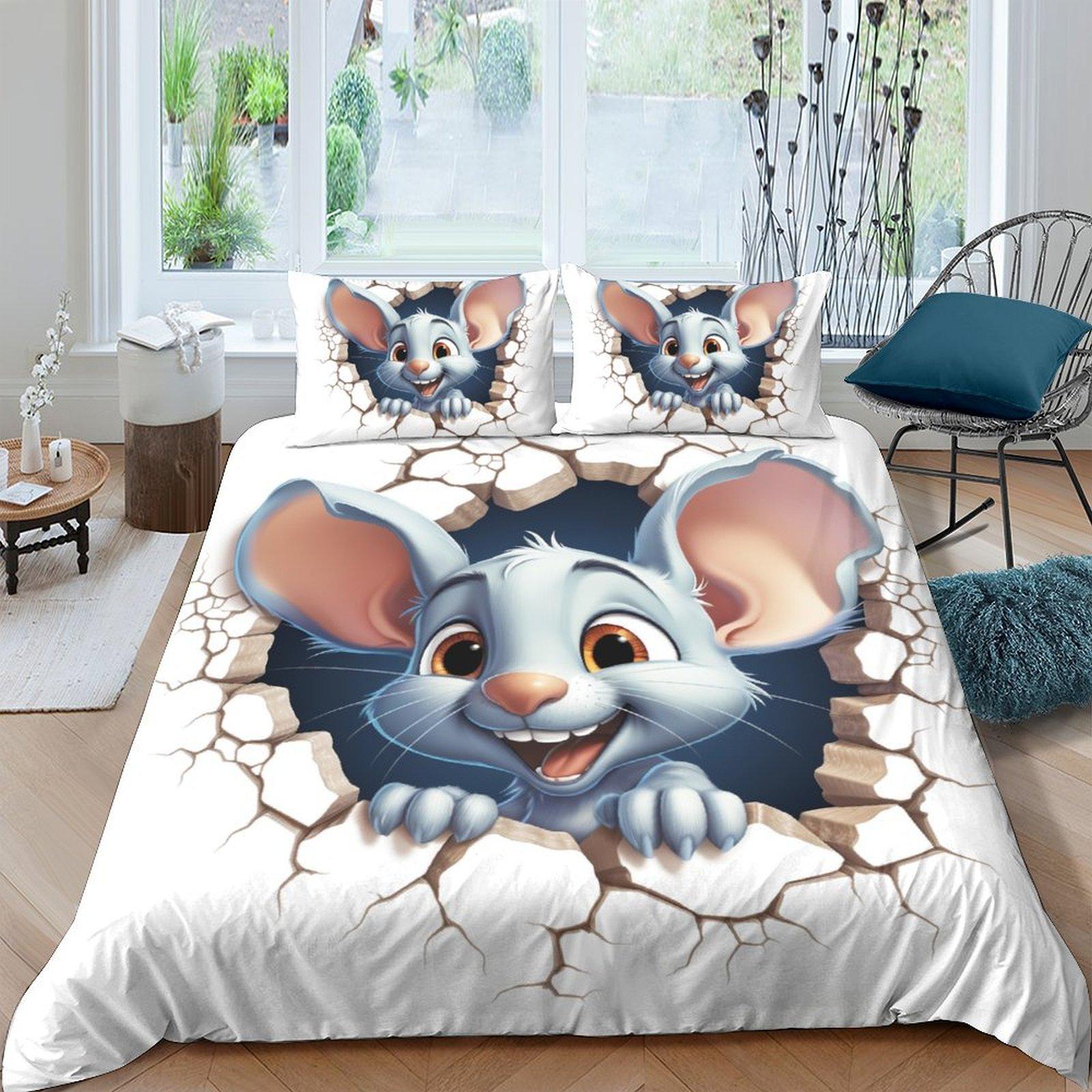 

Cartoon Astronaut 3D Printed Polyester Pillowcase Quilt Cover Two Or Three-Piece Set Can Be EU Single 135*200