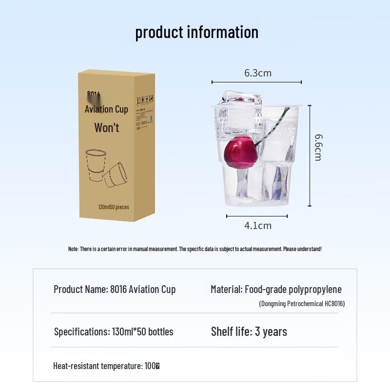Guraide 130ml Thickened Disposable Plastic Cups (50-pack)
