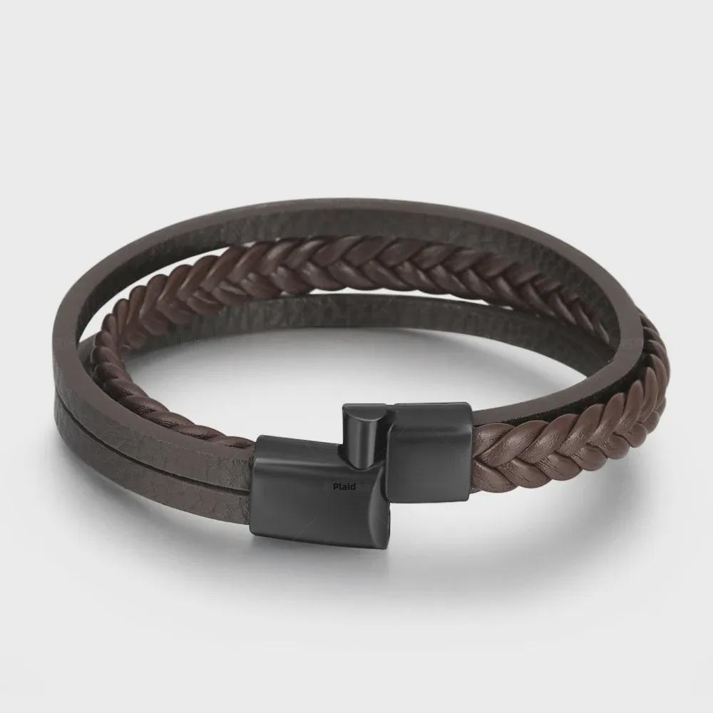 2022 Retro Leather Cord Men's Magnetic Buckle Bracelet - National Style