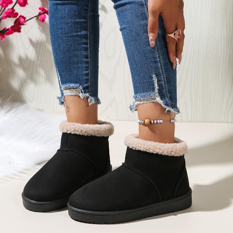 Cross-border Autumn and Winter New Flat-bottomed Matte Snow Boots Women's Fleece Thickened Non-slip Warm Short Boots Wholesale