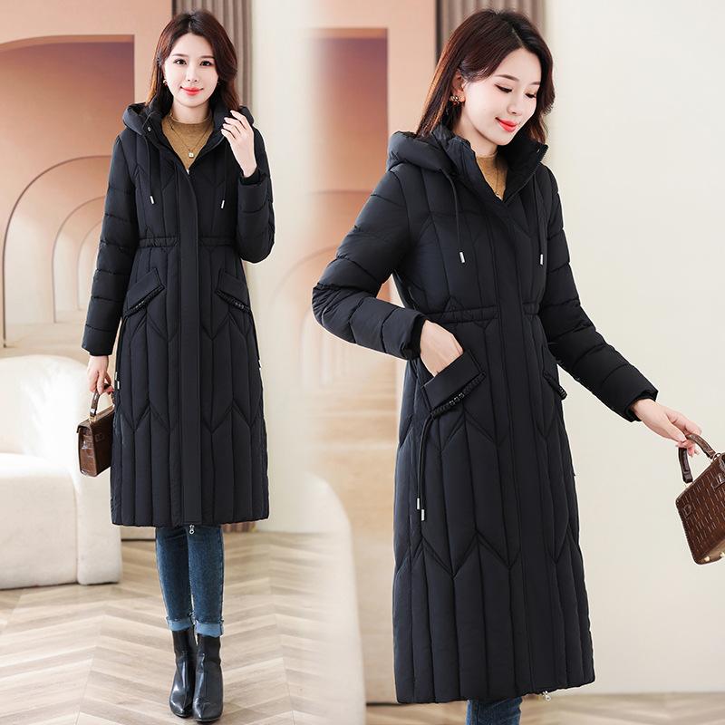 Large size women's clothing winter new cotton-padded jacket slim temperament high-end cotton-padded clothing middle-aged-year-old medium and long cot