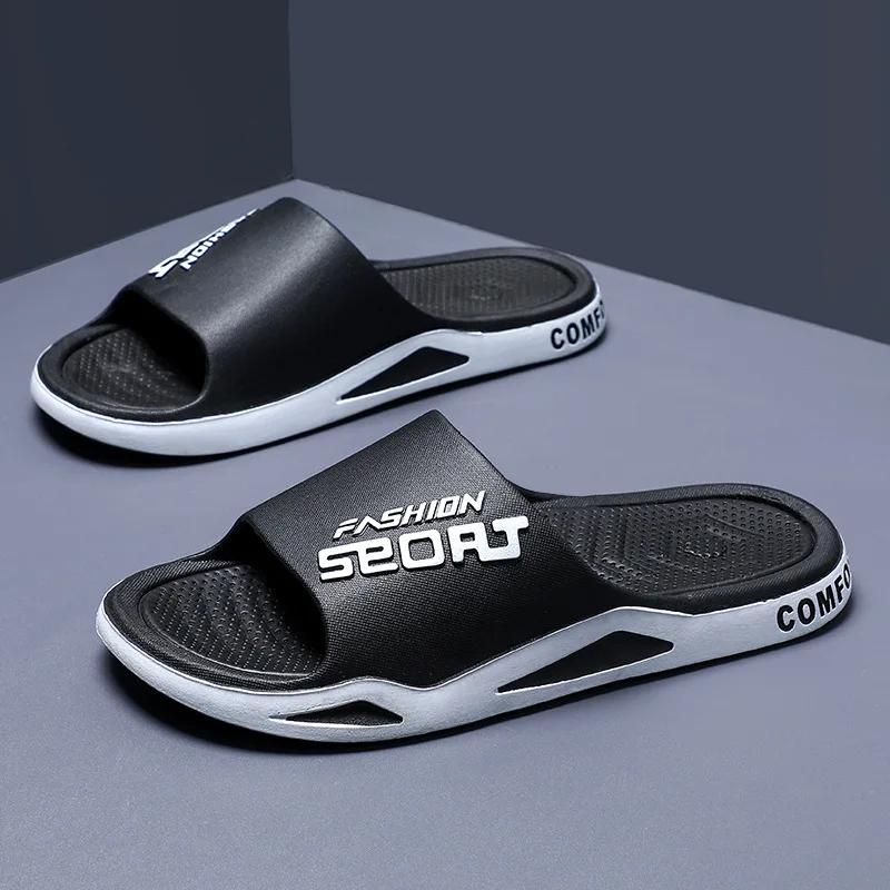 Fashion Summer Men Slippers Fashion Trendy Flip Flops Bathroom Slippers Outdoor Non-Slip Sporty Style Open Toe Beach Slippers