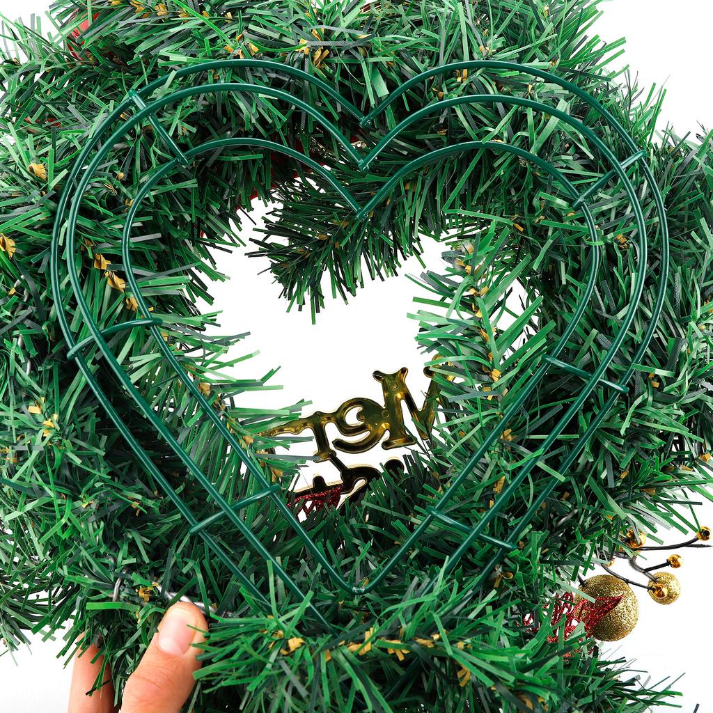 Heart Shaped Wire Wreath Frame Wall Hanging Green Wire Ring For Valentines Day Wedding Home Decor