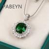925 Sterling Silver Vintage Classic Emerald Oval Zircon Ring Stud Earrings Pendant Set Ladies Jewelry Gift
