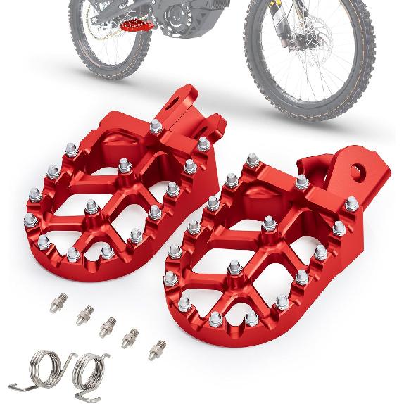 

Более широкие CNC подножки для Surron LBX/E-Ride Pro SS/SR/S, Подножки для питбайка Нескользящая более широкая конструкция с усиленной пружиной для Sur Ron Eride Pro SS красный