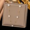 French Titanium Steel Heart Choker Necklace And Bracelet Set Sweet Peach Heart Tassel Design Women Jewelry