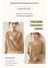 Women's Loose V-neck Cashmere Knit Sweater - Versatile Long Sleeve Pullover for Spring and Autumn