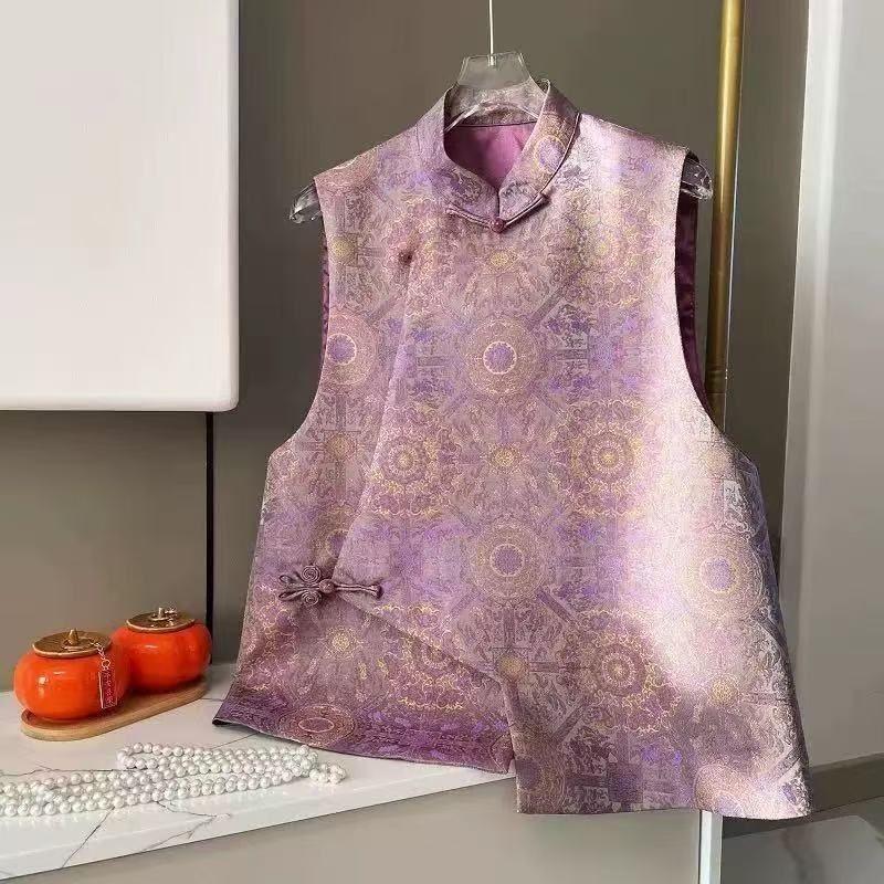 Spring women's models 2025 new models this year popular diagonal placket purple Octopus vest