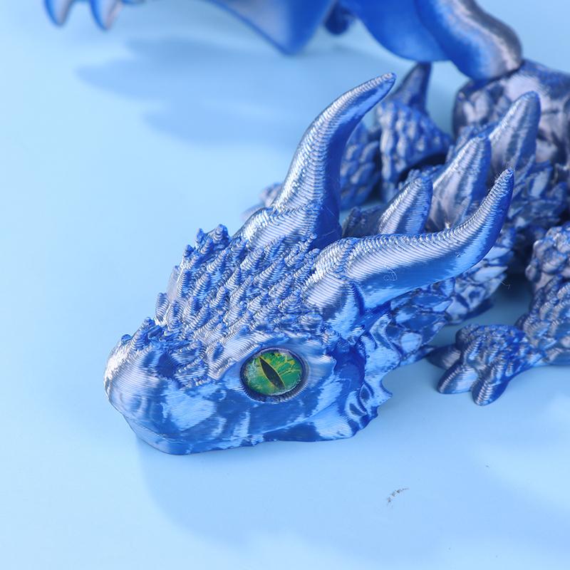 3D-gedruckte geflügelte Kutsche Drachenfigur mit zufälligen Augen Art Deco Harz Drachenskulptur Tischplatte Tierisches Thema Dekorationen