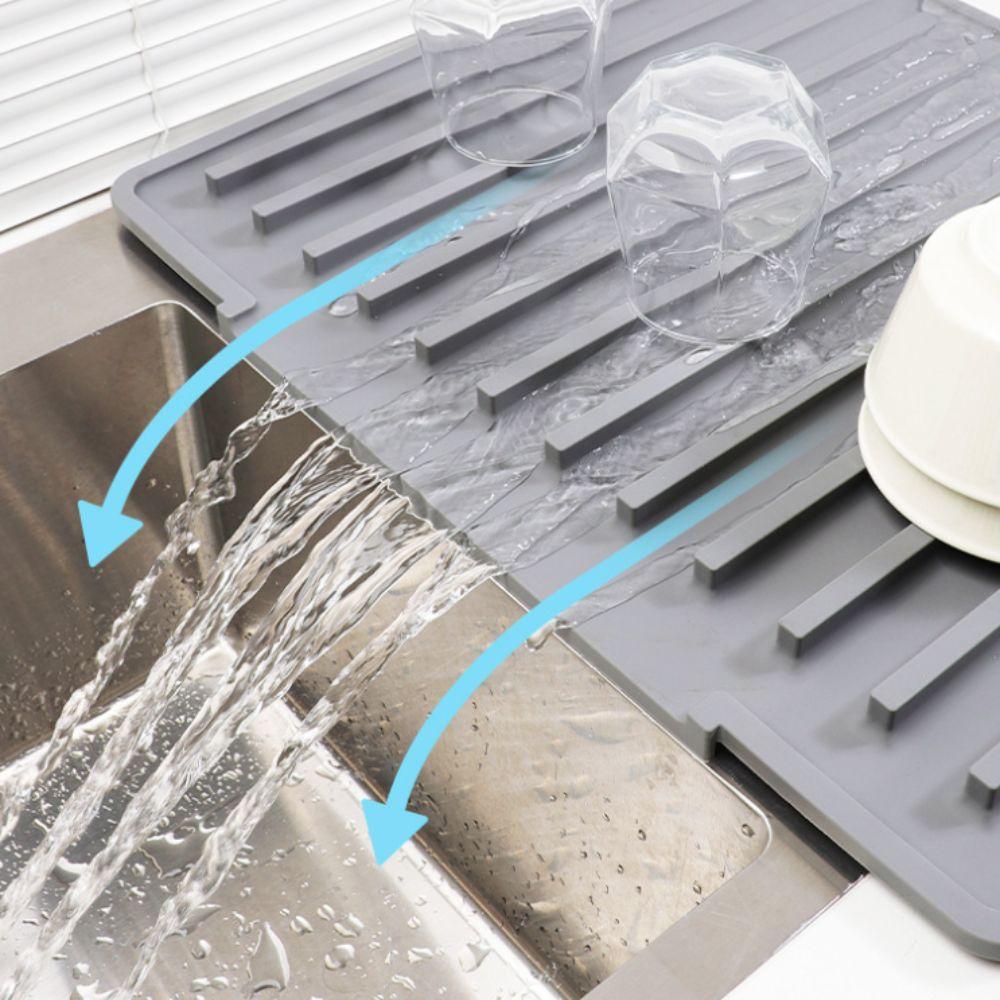 Non-slip Tableware Drainage Mat Slope Diversion Design Kitchen Sink Drain Pad Counter Top