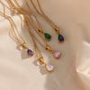 Fashion Water Drop Necklace Trendy Zircon Necklace Pendant Stainless Steel 18k Gold Plated Necklace