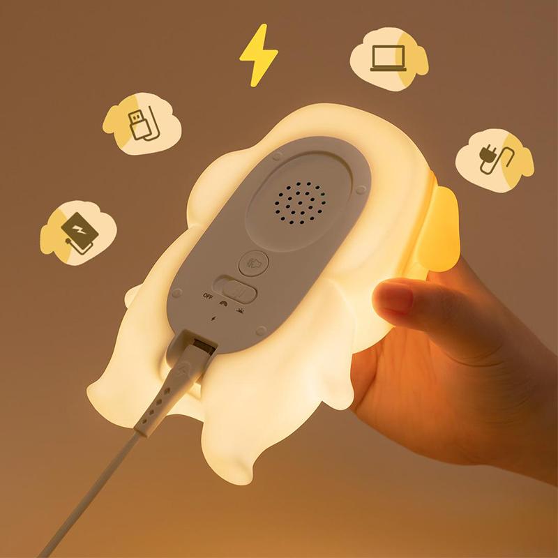 Cute Soft Silicone Dog Night Lights With Sound Dimmable Timmer Nursery Puppy Lamp Bedroom Bedside Nightlight Baby Boy Girls Gift