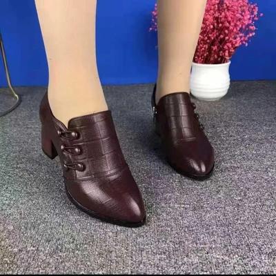Women  Autumn New Pumps Designer Retro Chunky Pointed Toe Mid Heels Women Shoes Pumps Trend Walking Fashion Shoes for Women