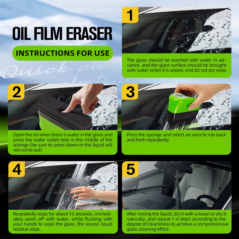 1/2/3pcs Automotive Car Oil Film Cleaning Brush,150ml Glass Oil Film Remover for Car Window,Windshield Brush For Car Care Hoses Windshield Washer 1