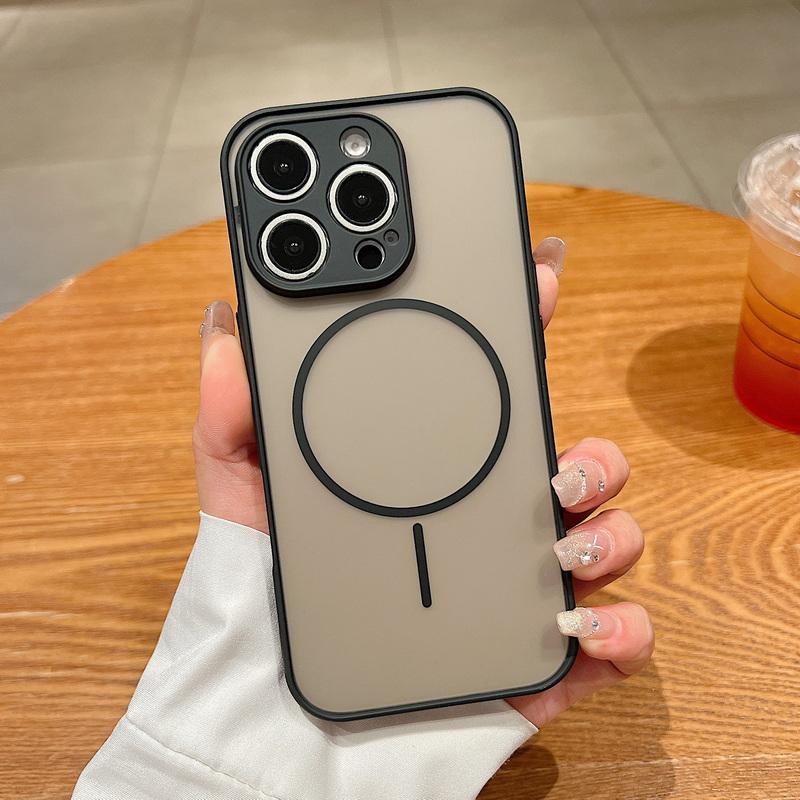 

Роскошный магнитный чехол для iPhone 16 15 14 13 Pro Max 16E 15 Pro для беспроводной зарядки MagSafe Прозрачная матовая твердая крышка для телефона Fundas iPhone 16 Pro