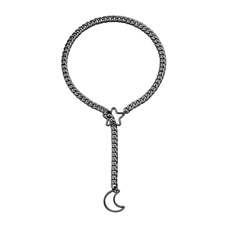 European, American Cuban Stars, Moon Punk Style Simple Necklace Cuban Chain