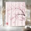 Kirschblüten-Duschvorhang Rosa Pflaumenblüten mit Schmetterlingsblume Japanisch Asiatisch Aquarell Niedliche Astlandschaft Wildblume