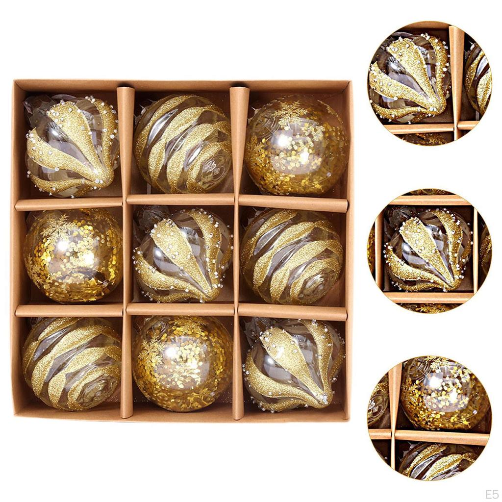 9 Pieces Christmas Ball Ornaments Decorative Baubles Charm Pendants Shatterproof Xmas Tree