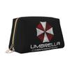 Umbrella Corporation Leather Makeup Bag Foldable Waterproof Travel Storage Pouch Portable Toiletry Cosmetic Bag for Women Girls
