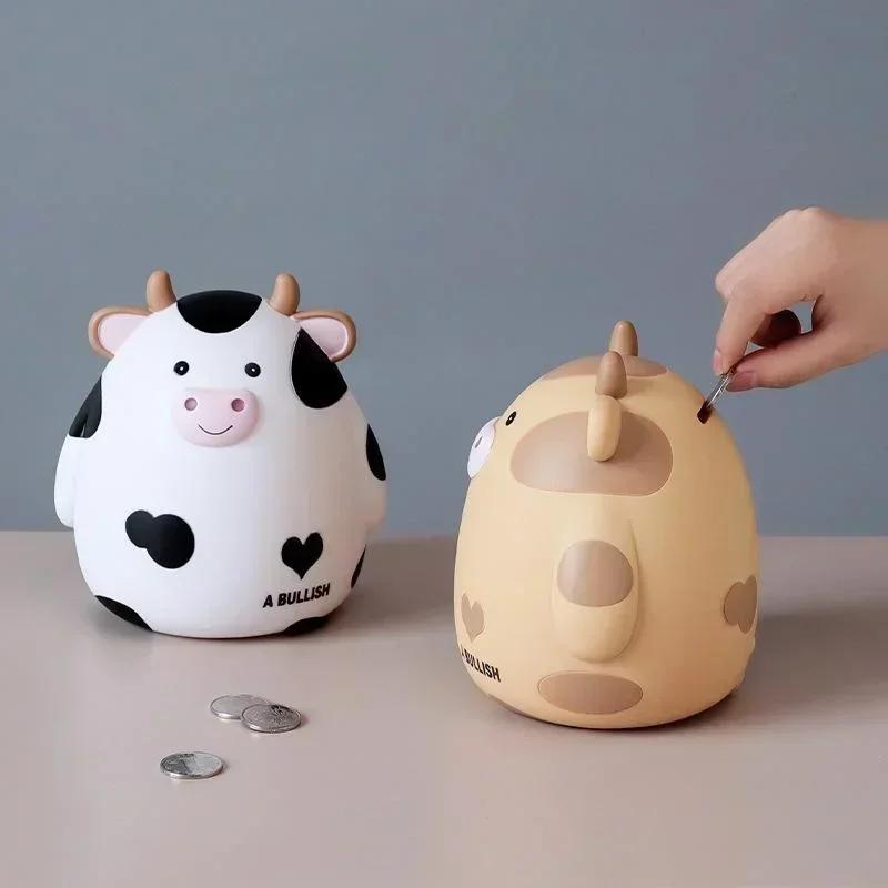New Cute Cartoon Calf Resin Ornaments Childrens Pet Piggy Bank Home Decoration Children's Gift Coin Bank Accessory Home Supplies