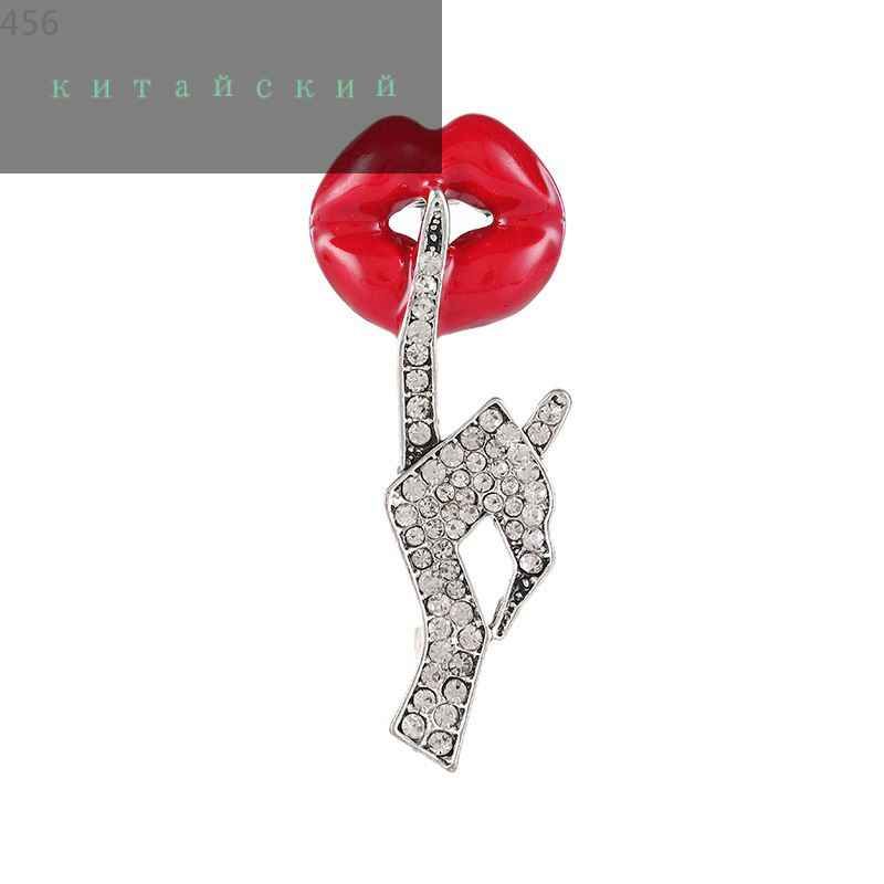 Брошь Красные губы One Size