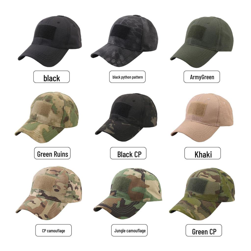 Camouflage Tactical Sunshade Hat: Python Pattern, All-Season Climbing & Training Cap with Velcro.