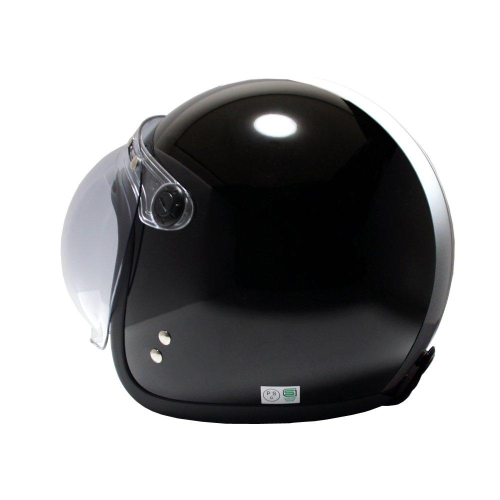 Motorcycle Jet Helmet with Bubble Shield SG Mark One Size Fits [B&B] (Standard Equipment), Certified, Black/White, All, BB-004