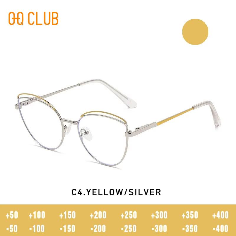 O-Q CLUB Lentes Graduadas para Ler Óculos Anti Luz Azul Armação de Óculos Olho de Gato Óculos de Sol Femininos para Homens Óculos de Leitura Luneta