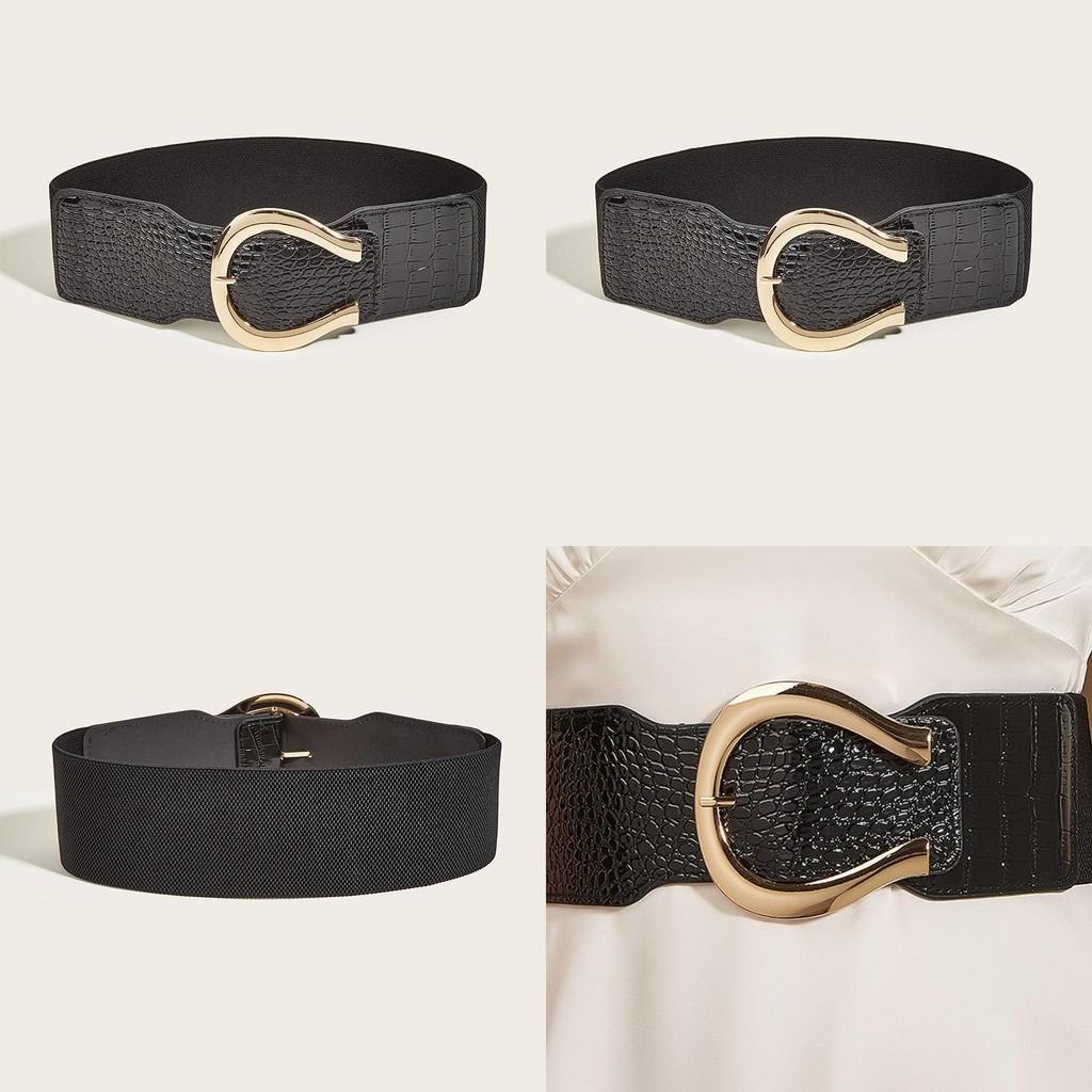 Fashion Gold Buckle Decoration Casual Wide Waist Belt For Fashionable Women