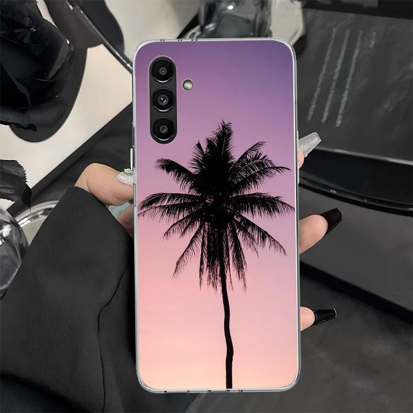 Palm Leaves Sunset Summer Scenery Phone Case for Samsung Galaxy A17 A16 A26 A36 A56 A15 A14 A13 A55 A54 A53 A35 A34 A33 A25 A24