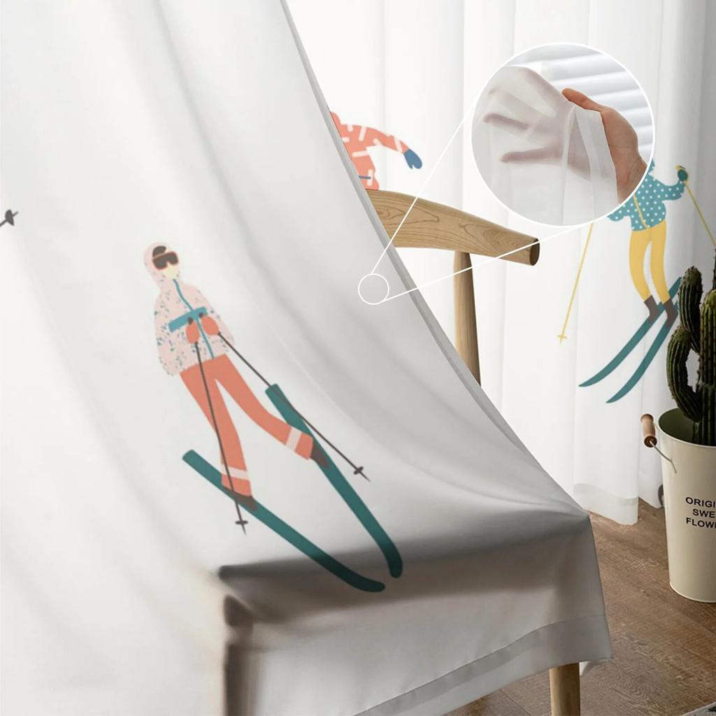 Ski Line Sport Tulle Curtains Living Room Kitchen Chiffon Curtain Bedroom Balcony Sheer Curtain Fashion Home Decor