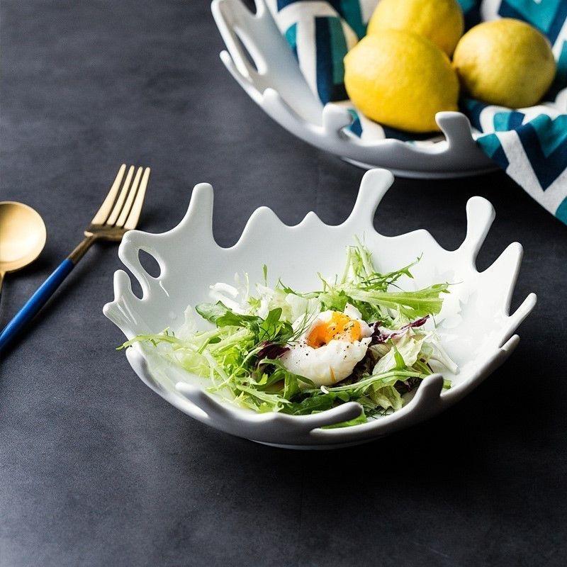 Creative White Irregular Ceramic Plates – Coral Shape Salad, Dessert & Dinner Porcelain Dish Set for Home Kitchen