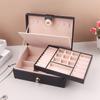 PU Leather Jewelry Storage Box with Clear Flip Lid Double Layer Drawer Organizer for Earrings Ring Necklace Display Jewelry Case