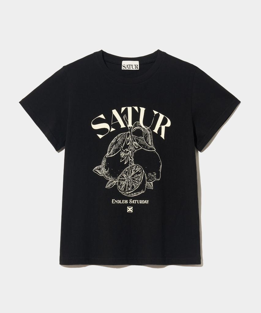 Seteo Capri Citron Drawing Summer Graphic Short Sleeve T-Shirt Classic Black